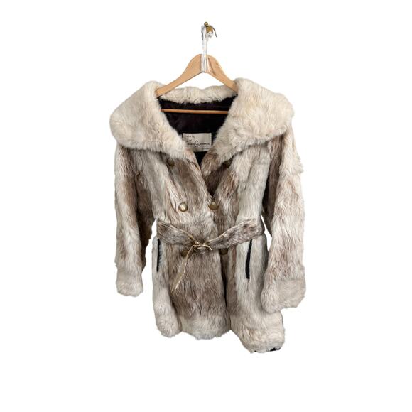 Vintage Edward Glasser Rabbit Fur Coat | Belted Mid-Length | Classic Beige | S - Picture 14 of 14